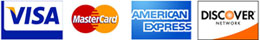 We Accept Visa, Master Card, American Express, Discover